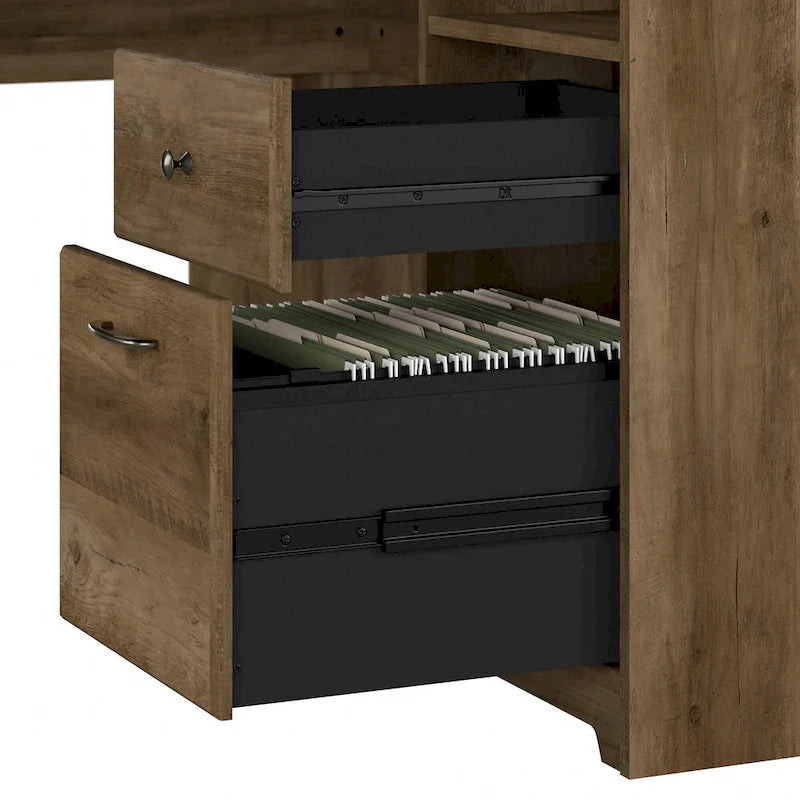 Bureau en L Cabot 60 W avec huche, armoire et bibliothèque de Bush Furniture