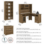 Bureau en L Cabot 60 W avec huche, armoire et bibliothèque de Bush Furniture
