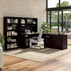 Bureau en L Cabot 60 W avec huche, armoire et bibliothèque de Bush Furniture