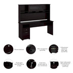Bureau d'ordinateur de 72 po avec huche et tiroirs par Bush Furniture