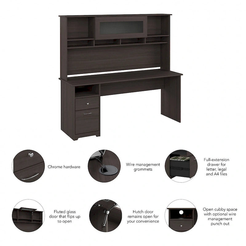 Bureau d'ordinateur de 72 po avec huche et tiroirs par Bush Furniture
