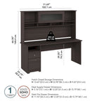 Bureau d'ordinateur de 72 po avec huche et tiroirs par Bush Furniture