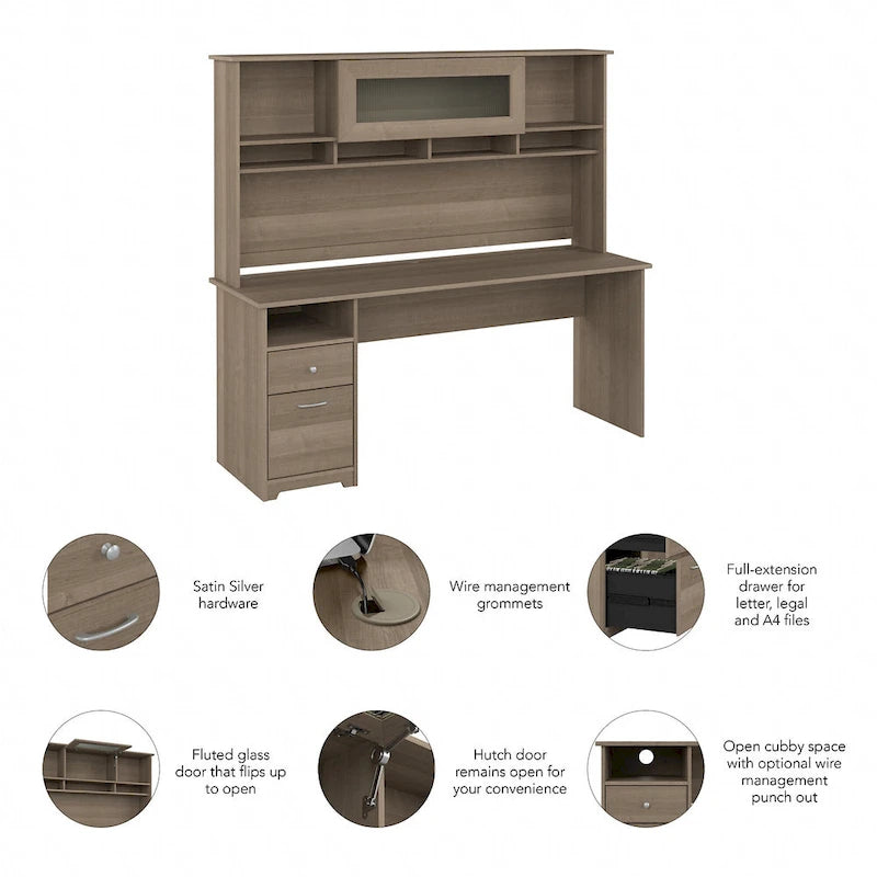 Bureau d'ordinateur de 72 po avec huche et tiroirs par Bush Furniture