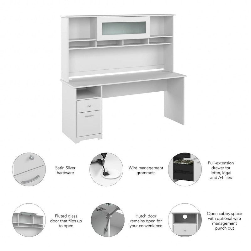 Bureau d'ordinateur de 72 po avec huche et tiroirs par Bush Furniture