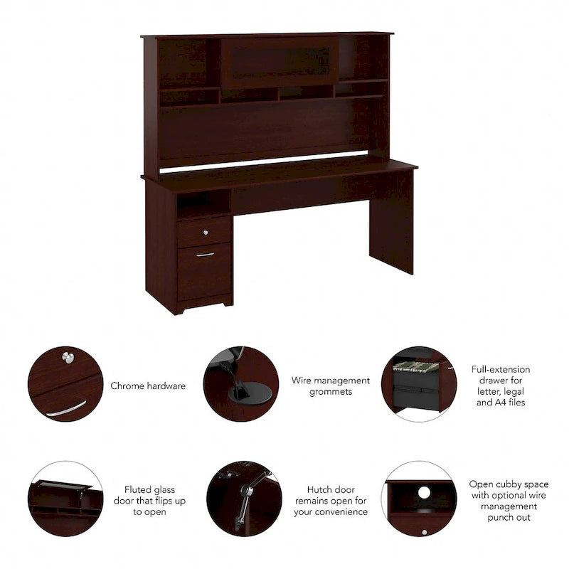 Bureau d'ordinateur de 72 po avec huche et tiroirs par Bush Furniture