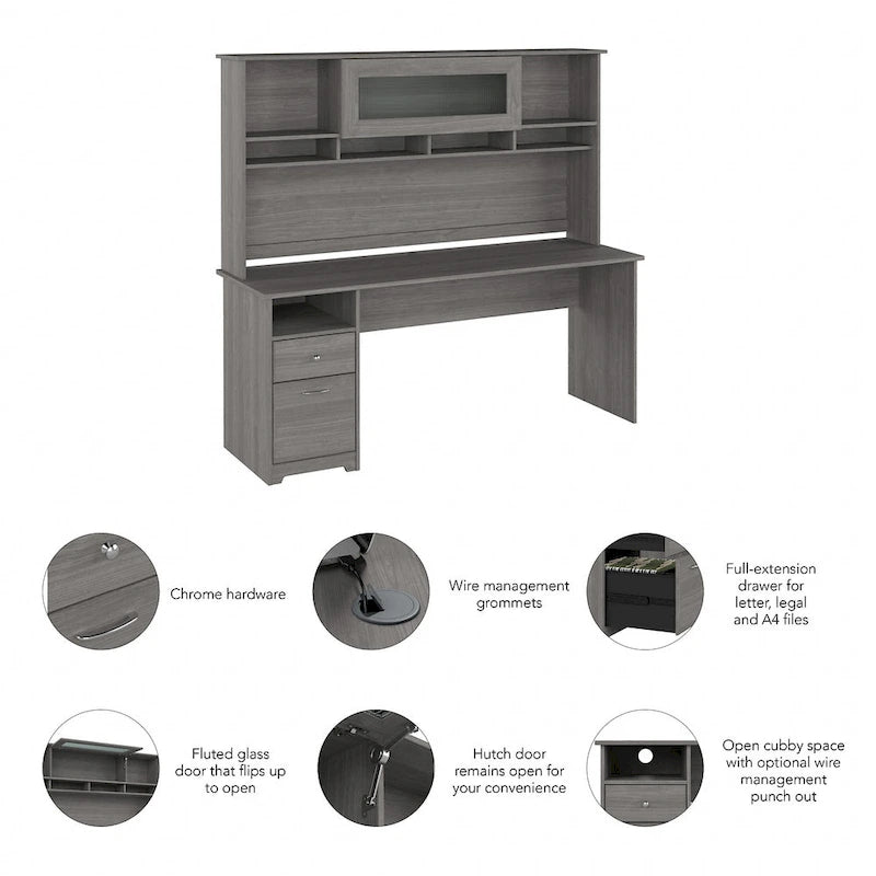 Bureau d'ordinateur de 72 po avec huche et tiroirs par Bush Furniture