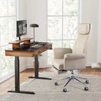 Glitzhome Fauteuil de bureau ergonomique moderne pivotant à dossier haut et réglable de 124,5 cm avec accoudoir et repose-pieds extensible