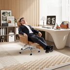 Glitzhome Fauteuil de bureau ergonomique moderne pivotant à dossier haut et réglable de 124,5 cm avec accoudoir et repose-pieds extensible