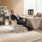 Glitzhome Fauteuil de bureau ergonomique moderne pivotant à dossier haut et réglable de 124,5 cm avec accoudoir et repose-pieds extensible