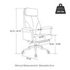 Glitzhome Fauteuil de bureau ergonomique moderne pivotant à dossier haut et réglable de 124,5 cm avec accoudoir et repose-pieds extensible