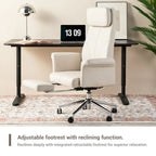 Glitzhome Fauteuil de bureau ergonomique moderne pivotant à dossier haut et réglable de 124,5 cm avec accoudoir et repose-pieds extensible