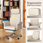 Glitzhome Fauteuil de bureau ergonomique moderne pivotant à dossier haut et réglable de 124,5 cm avec accoudoir et repose-pieds extensible