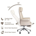 Glitzhome Fauteuil de bureau ergonomique moderne pivotant à dossier haut et réglable de 124,5 cm avec accoudoir et repose-pieds extensible