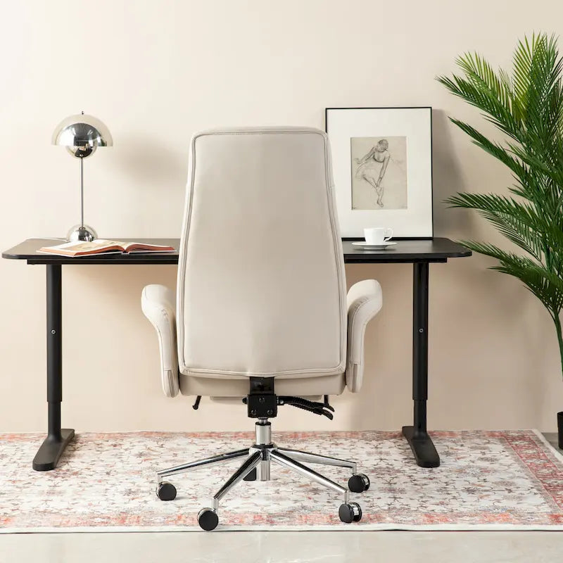Glitzhome Fauteuil de bureau ergonomique moderne pivotant à dossier haut et réglable de 124,5 cm avec accoudoir et repose-pieds extensible