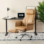Glitzhome Fauteuil de bureau ergonomique moderne pivotant à dossier haut et réglable de 124,5 cm avec accoudoir et repose-pieds extensible