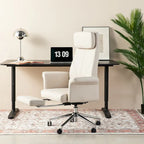 Glitzhome Fauteuil de bureau ergonomique moderne pivotant à dossier haut et réglable de 124,5 cm avec accoudoir et repose-pieds extensible
