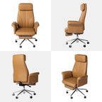 Glitzhome Fauteuil de bureau ergonomique moderne pivotant à dossier haut et réglable de 124,5 cm avec accoudoir et repose-pieds extensible