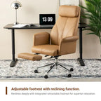 Glitzhome Fauteuil de bureau ergonomique moderne pivotant à dossier haut et réglable de 124,5 cm avec accoudoir et repose-pieds extensible