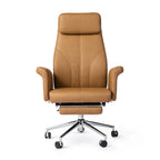 Glitzhome Fauteuil de bureau ergonomique moderne pivotant à dossier haut et réglable de 124,5 cm avec accoudoir et repose-pieds extensible