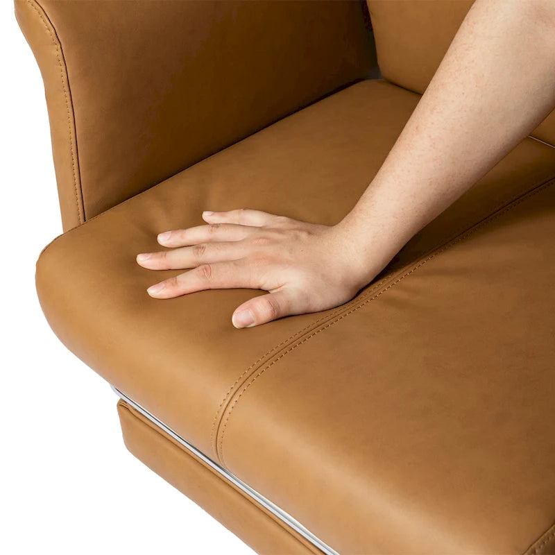 Glitzhome Fauteuil de bureau ergonomique moderne pivotant à dossier haut et réglable de 124,5 cm avec accoudoir et repose-pieds extensible