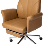 Glitzhome Fauteuil de bureau ergonomique moderne pivotant à dossier haut et réglable de 124,5 cm avec accoudoir et repose-pieds extensible