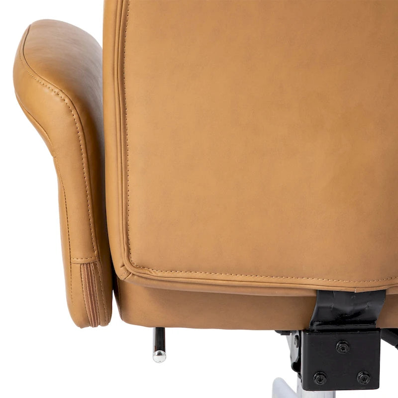 Glitzhome Fauteuil de bureau ergonomique moderne pivotant à dossier haut et réglable de 124,5 cm avec accoudoir et repose-pieds extensible