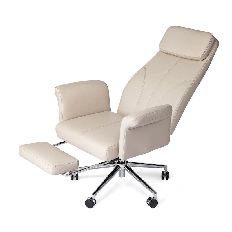 Glitzhome Fauteuil de bureau ergonomique moderne pivotant à dossier haut et réglable de 124,5 cm avec accoudoir et repose-pieds extensible