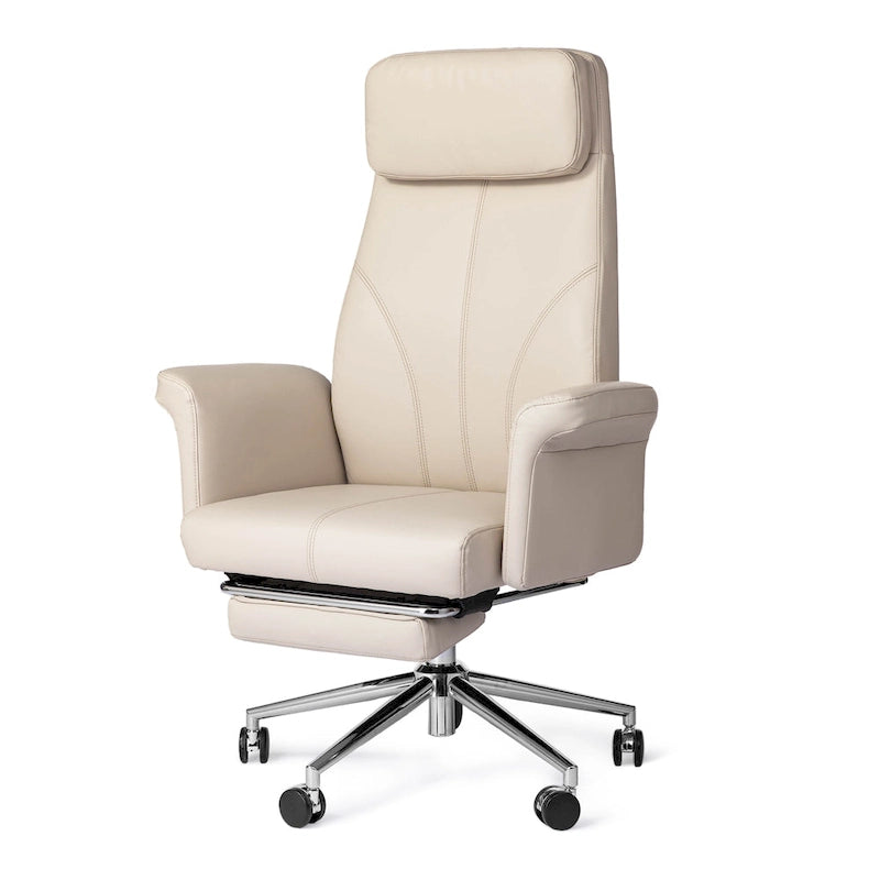 Glitzhome Fauteuil de bureau ergonomique moderne pivotant à dossier haut et réglable de 124,5 cm avec accoudoir et repose-pieds extensible