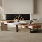 Table basse moderne élégante en bois massif en forme de nuage, lot de 3 tables gigognes