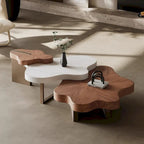 Table basse moderne élégante en bois massif en forme de nuage, lot de 3 tables gigognes