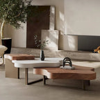 Table basse moderne élégante en bois massif en forme de nuage, lot de 3 tables gigognes