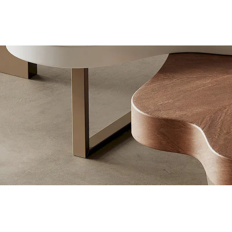 Table basse moderne élégante en bois massif en forme de nuage, lot de 3 tables gigognes