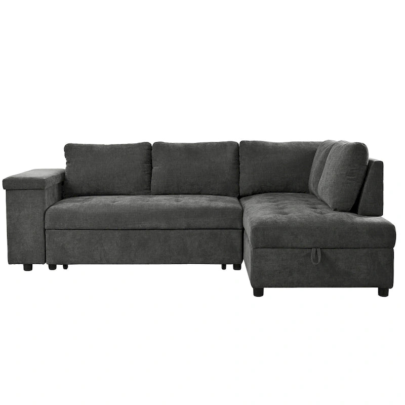 Christopher Knight Home - Canapé d'angle convertible Miranda en polyester avec rangement et plateau réversible