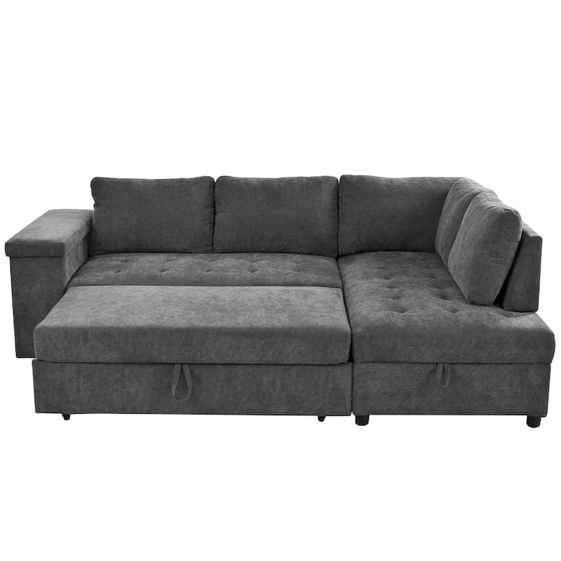 Christopher Knight Home - Canapé d'angle convertible Miranda en polyester avec rangement et plateau réversible