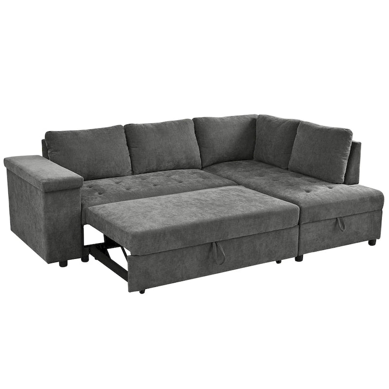 Christopher Knight Home - Canapé d'angle convertible Miranda en polyester avec rangement et plateau réversible