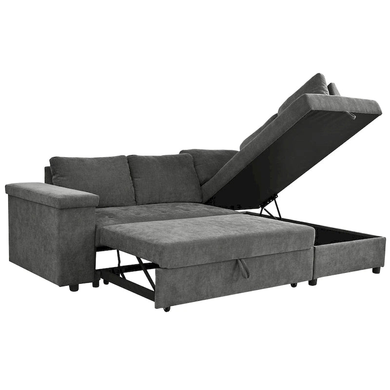 Christopher Knight Home - Canapé d'angle convertible Miranda en polyester avec rangement et plateau réversible