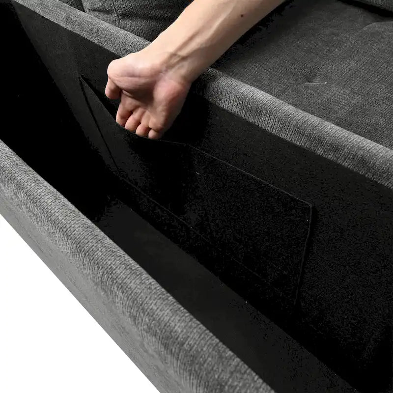 Christopher Knight Home - Canapé d'angle convertible Miranda en polyester avec rangement et plateau réversible