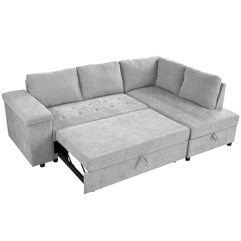 Christopher Knight Home - Canapé d'angle convertible Miranda en polyester avec rangement et plateau réversible