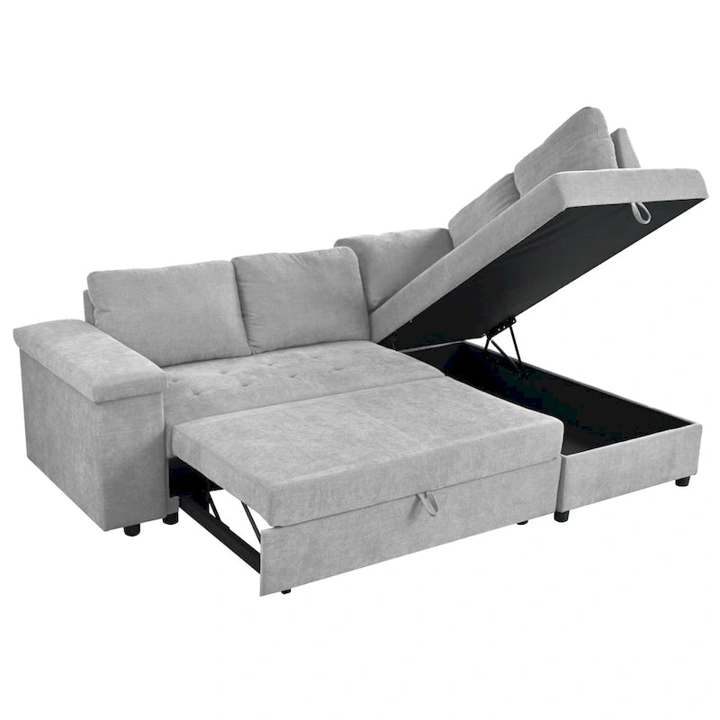 Christopher Knight Home - Canapé d'angle convertible Miranda en polyester avec rangement et plateau réversible