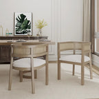 Chaises de salle à manger Halea Farmhouse en bois d'hévéa avec dossier en cannage (lot de 2) par Christopher Knight Home