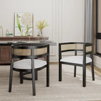 Chaises de salle à manger Halea Farmhouse en bois d'hévéa avec dossier en cannage (lot de 2) par Christopher Knight Home