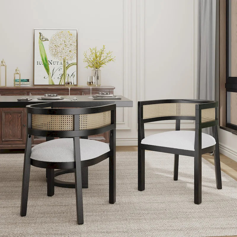 Halea Farmhouse Rubberwood Dining Chairs with Cane Back (Set of 2) by Christopher Knight Home