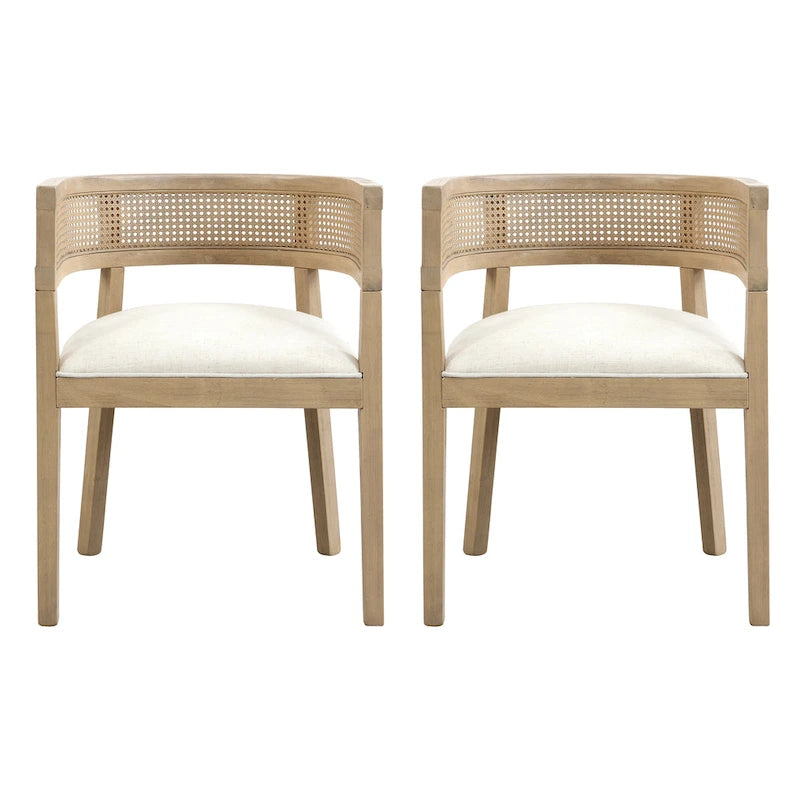 Chaises de salle à manger Halea Farmhouse en bois d'hévéa avec dossier en cannage (lot de 2) par Christopher Knight Home
