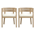 Chaises de salle à manger Halea Farmhouse en bois d'hévéa avec dossier en cannage (lot de 2) par Christopher Knight Home