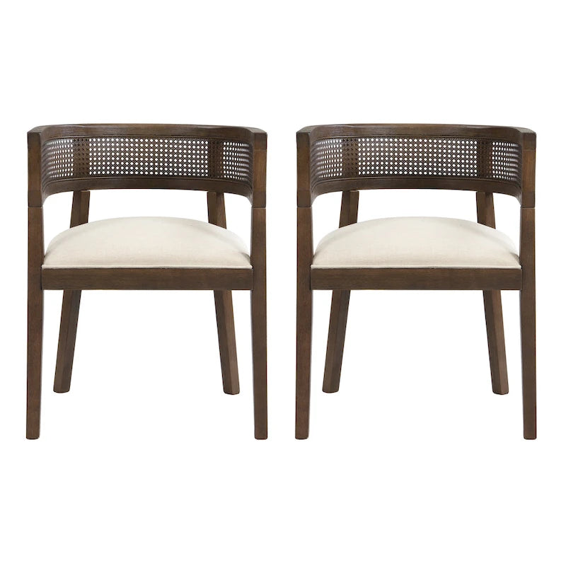 Chaises de salle à manger Halea Farmhouse en bois d'hévéa avec dossier en cannage (lot de 2) par Christopher Knight Home