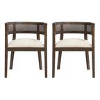 Chaises de salle à manger Halea Farmhouse en bois d'hévéa avec dossier en cannage (lot de 2) par Christopher Knight Home