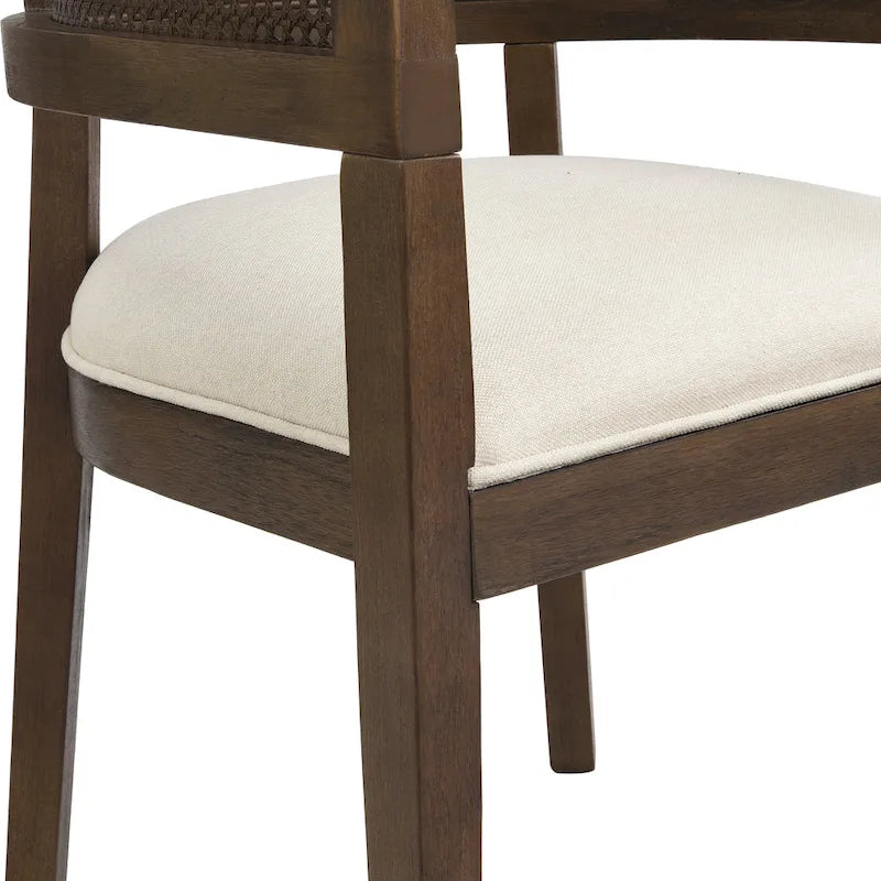 Chaises de salle à manger Halea Farmhouse en bois d'hévéa avec dossier en cannage (lot de 2) par Christopher Knight Home