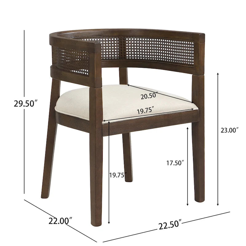 Chaises de salle à manger Halea Farmhouse en bois d'hévéa avec dossier en cannage (lot de 2) par Christopher Knight Home