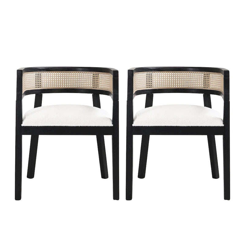 Chaises de salle à manger Halea Farmhouse en bois d'hévéa avec dossier en cannage (lot de 2) par Christopher Knight Home