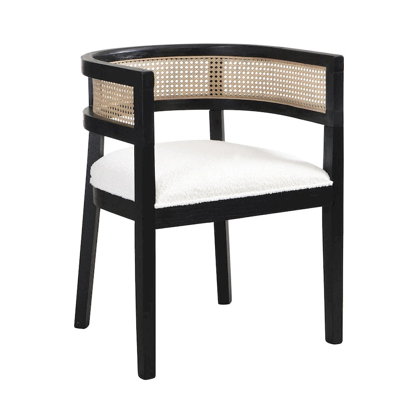 Chaises de salle à manger Halea Farmhouse en bois d'hévéa avec dossier en cannage (lot de 2) par Christopher Knight Home